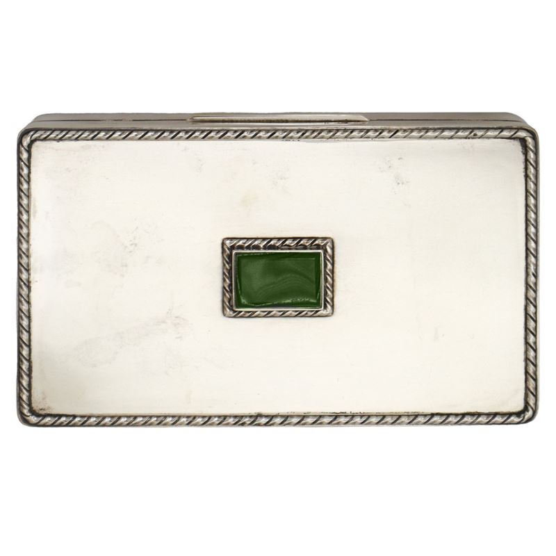 Scatola in Argento 800 con Malachite