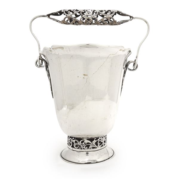 800 silver ice bucket with decorated handle