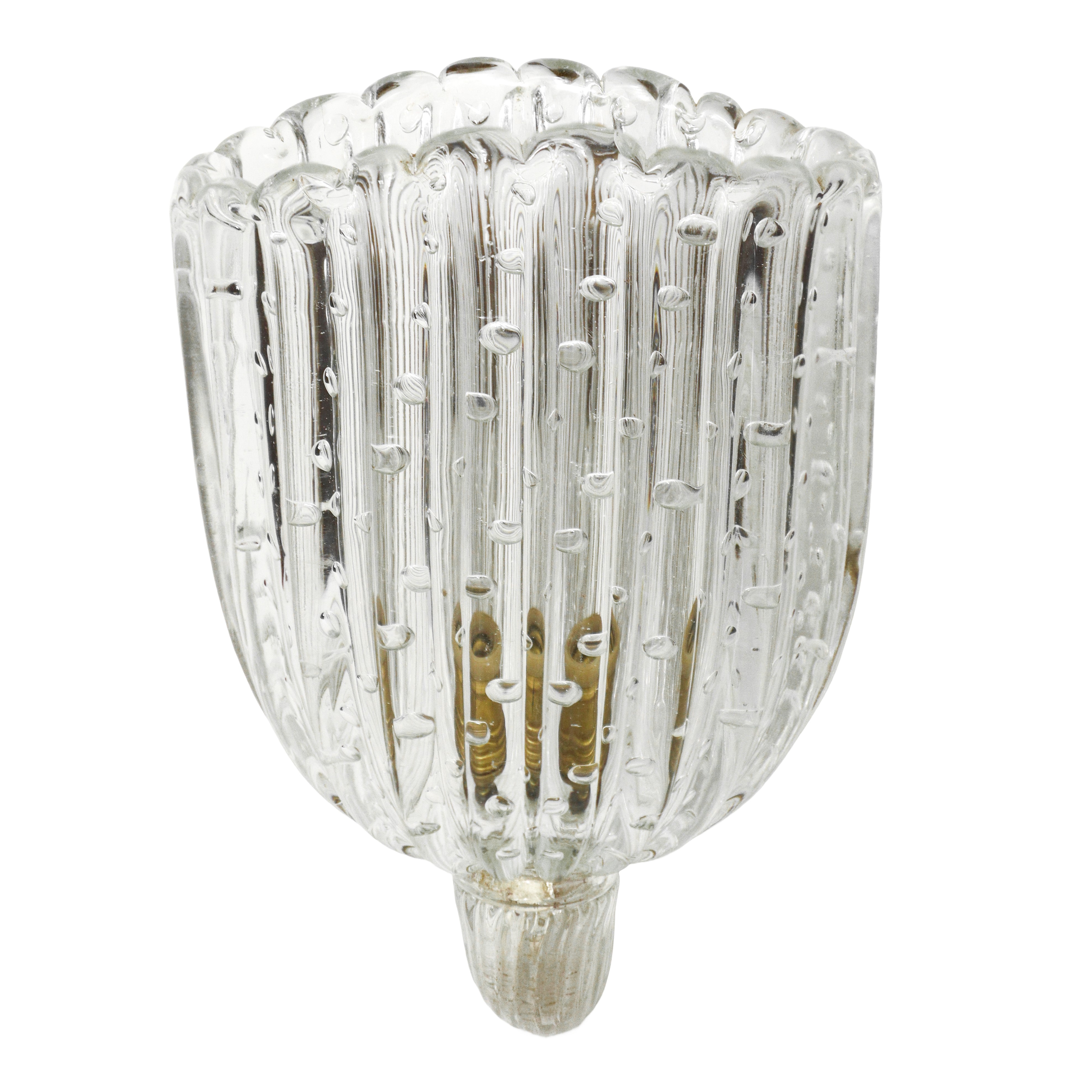 Coppia di lampade da muro in vetro di Murano pulegoso