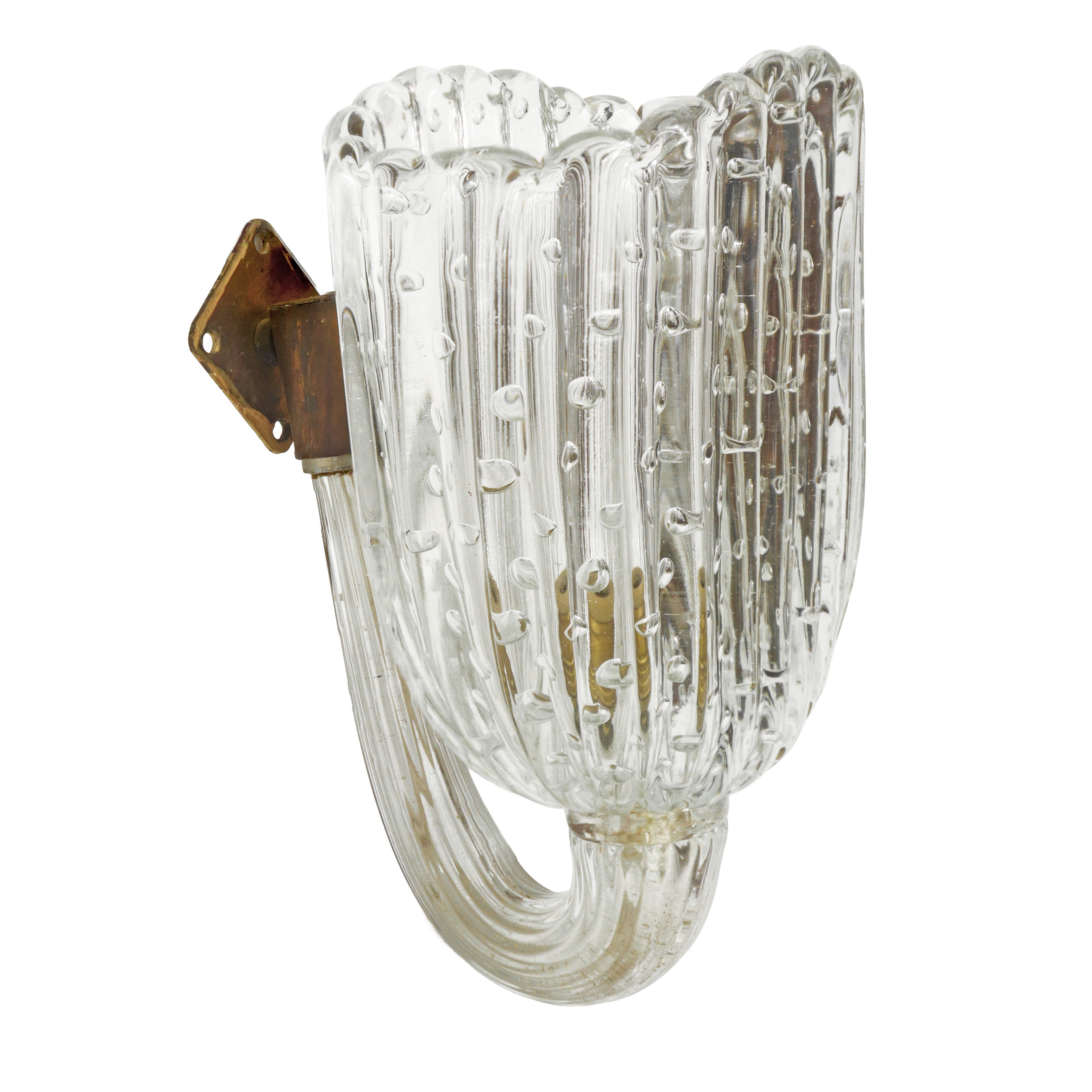 Coppia di lampade da muro in vetro di Murano pulegoso