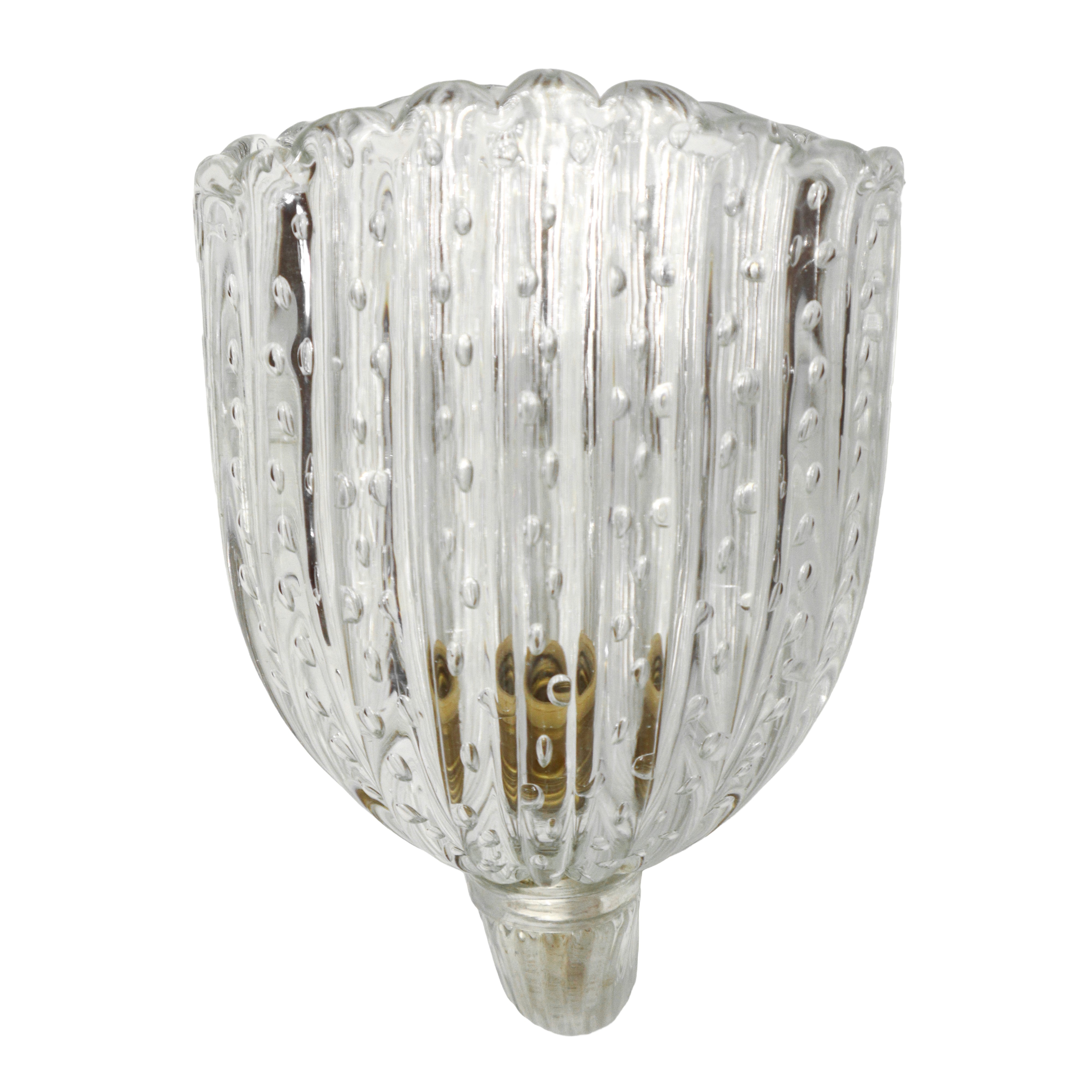 Coppia di lampade da muro in vetro di Murano pulegoso