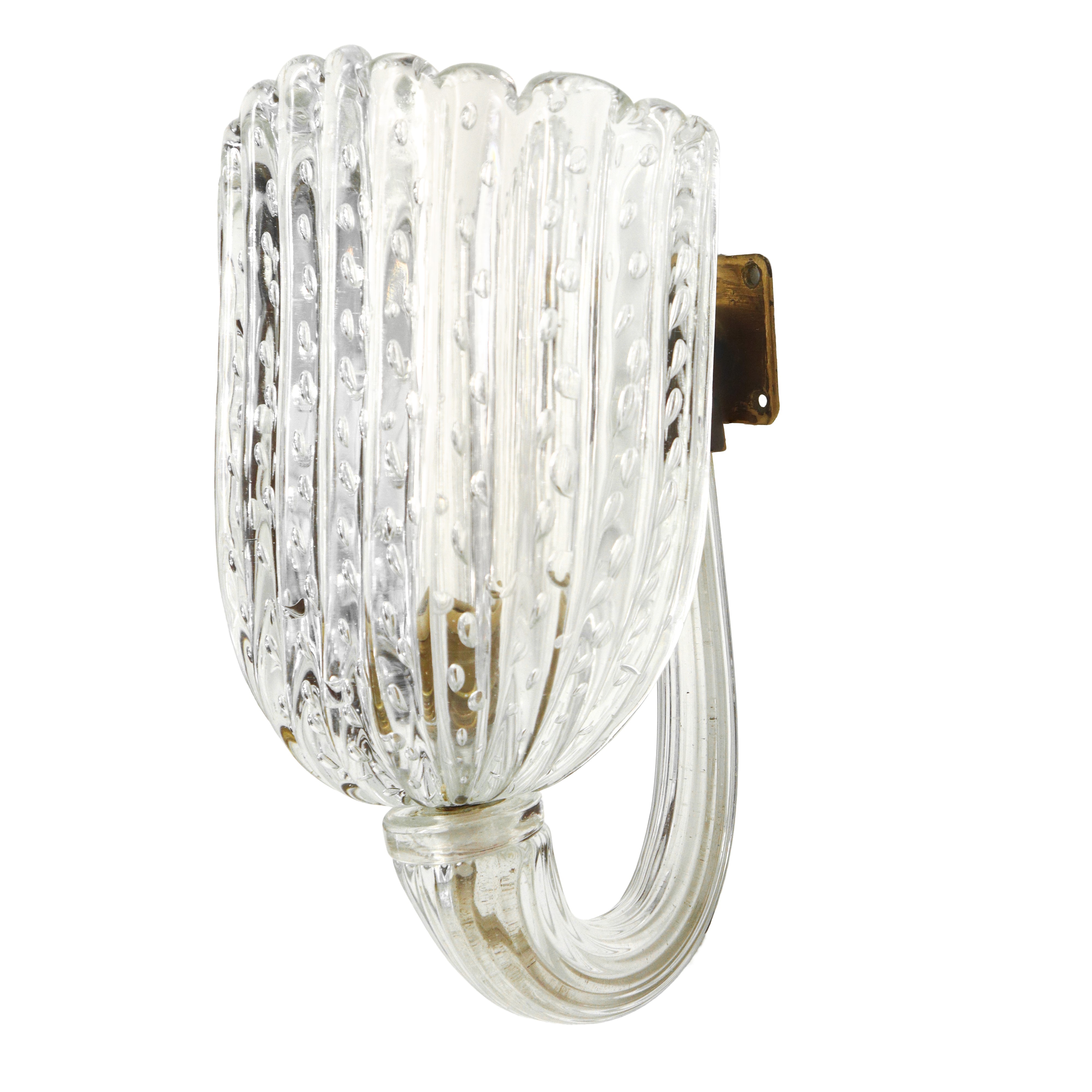 Coppia di lampade da muro in vetro di Murano pulegoso