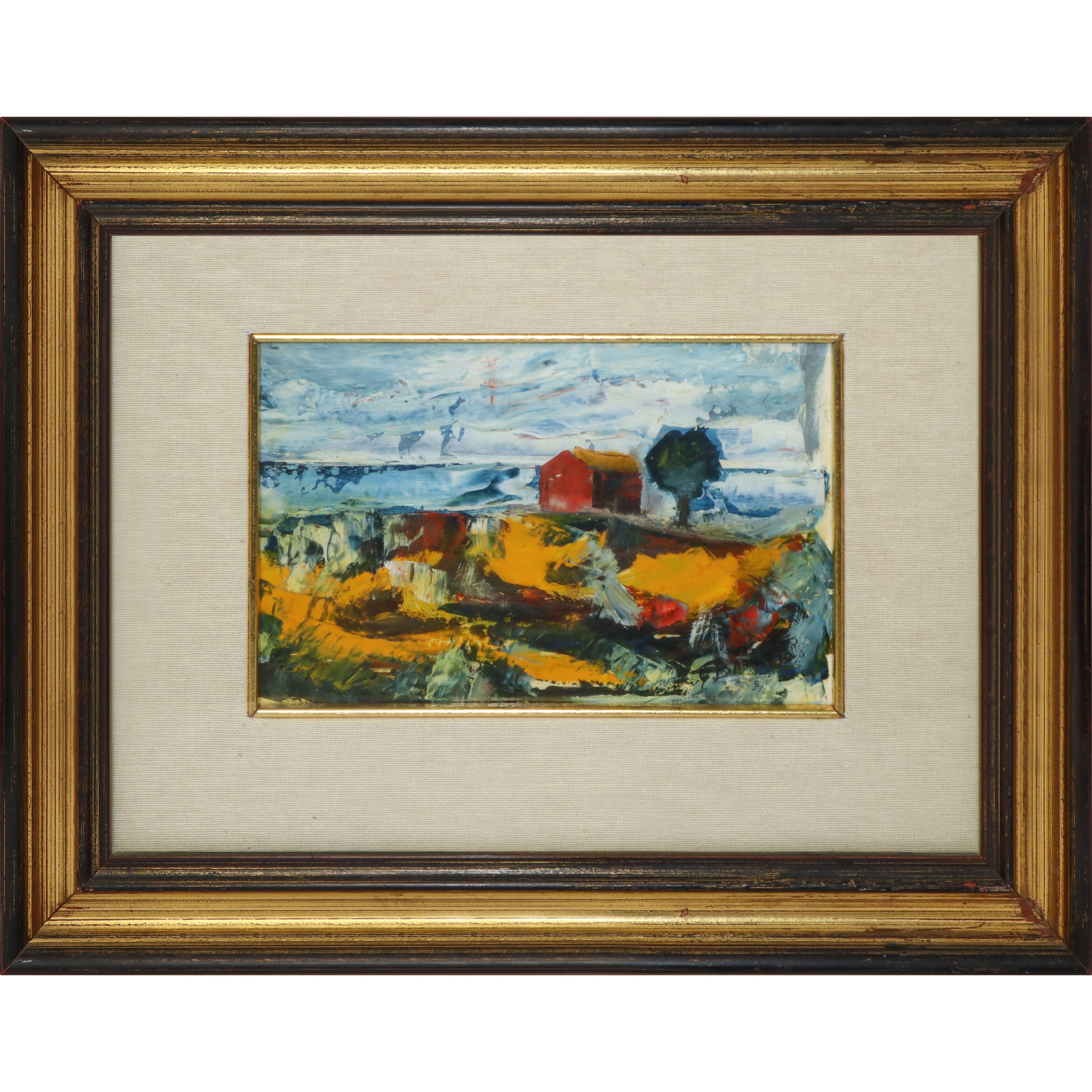 Paesaggio di campagna con casa e albero