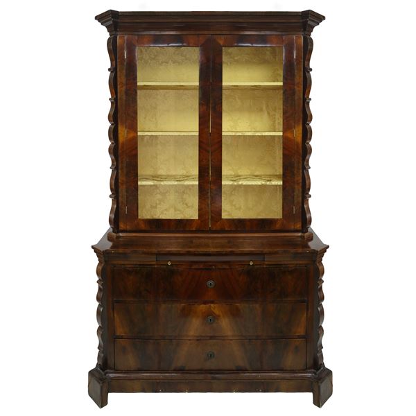 Two-body mahogany feather display cabinet