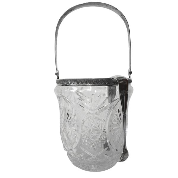 Ice bucket in crystal and 800 silver