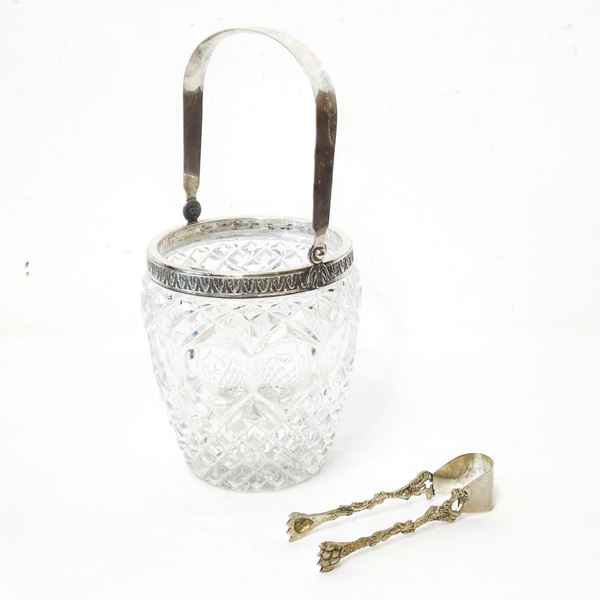 Ice bucket in crystal and 800 silver
