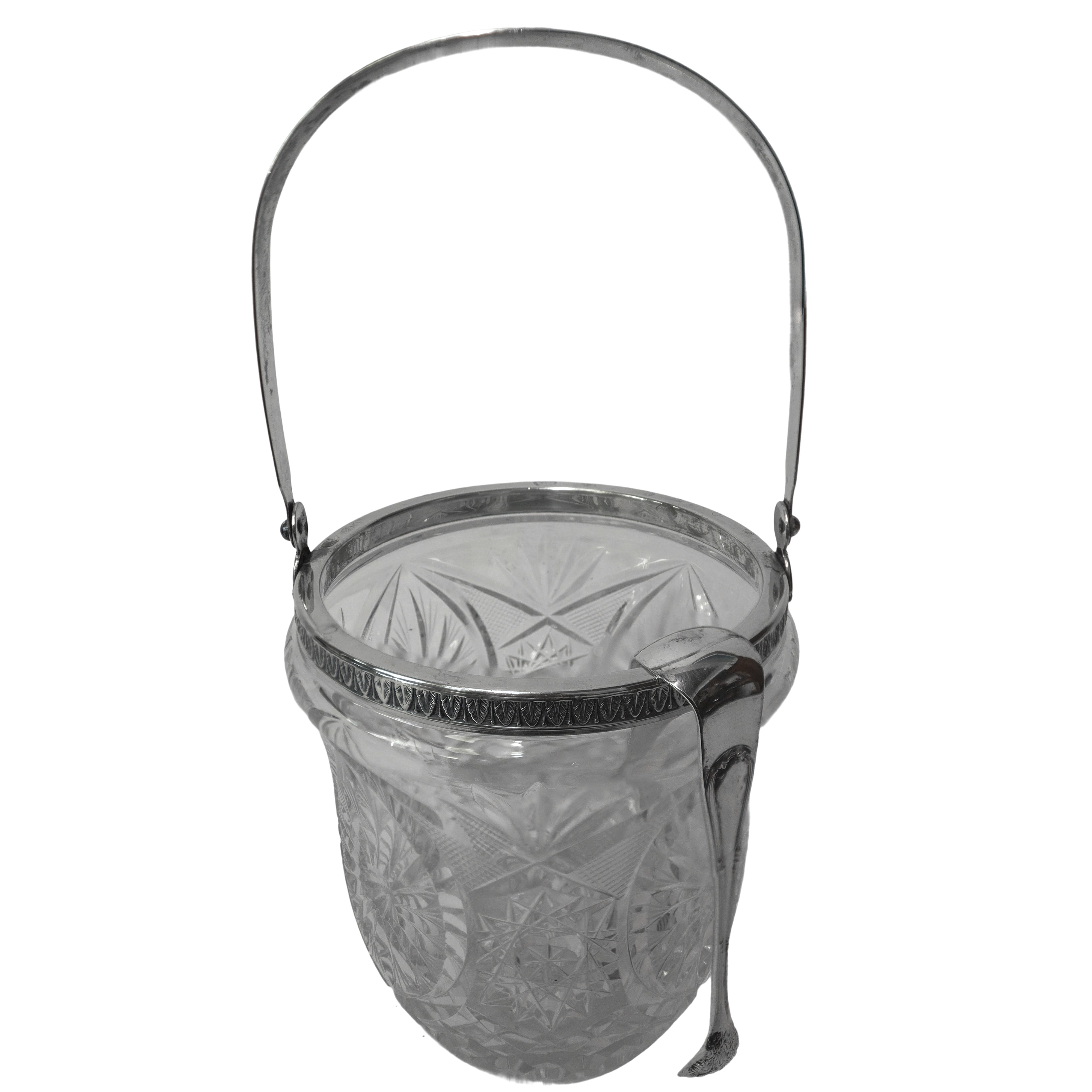 Secchiello porta ghiaccio in cristallo e argento 800