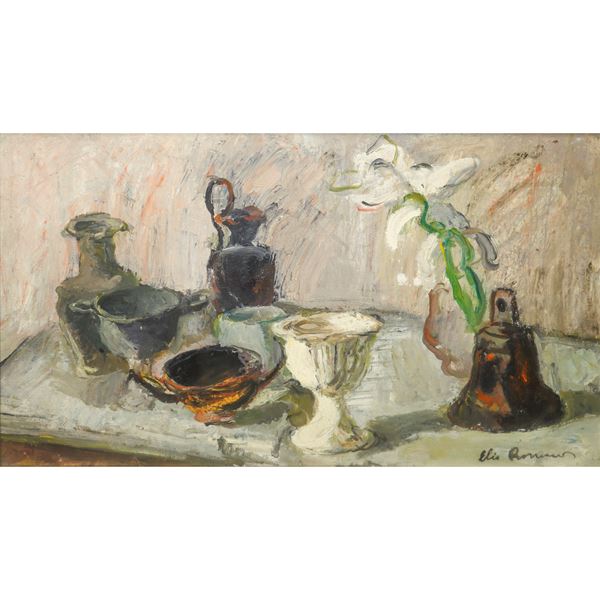 Elio Romano - Still life of vases and cups