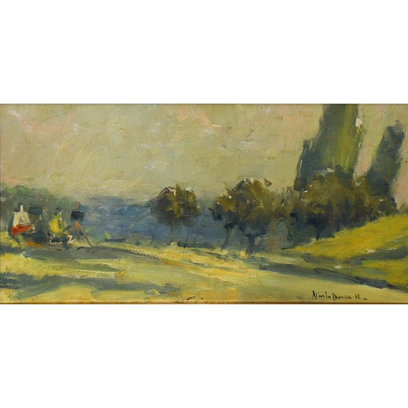 Nicola Sponza - Paesaggio con Alberi e Pittori