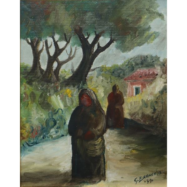 Giuseppe  Brancato - Donne in strada di campagna