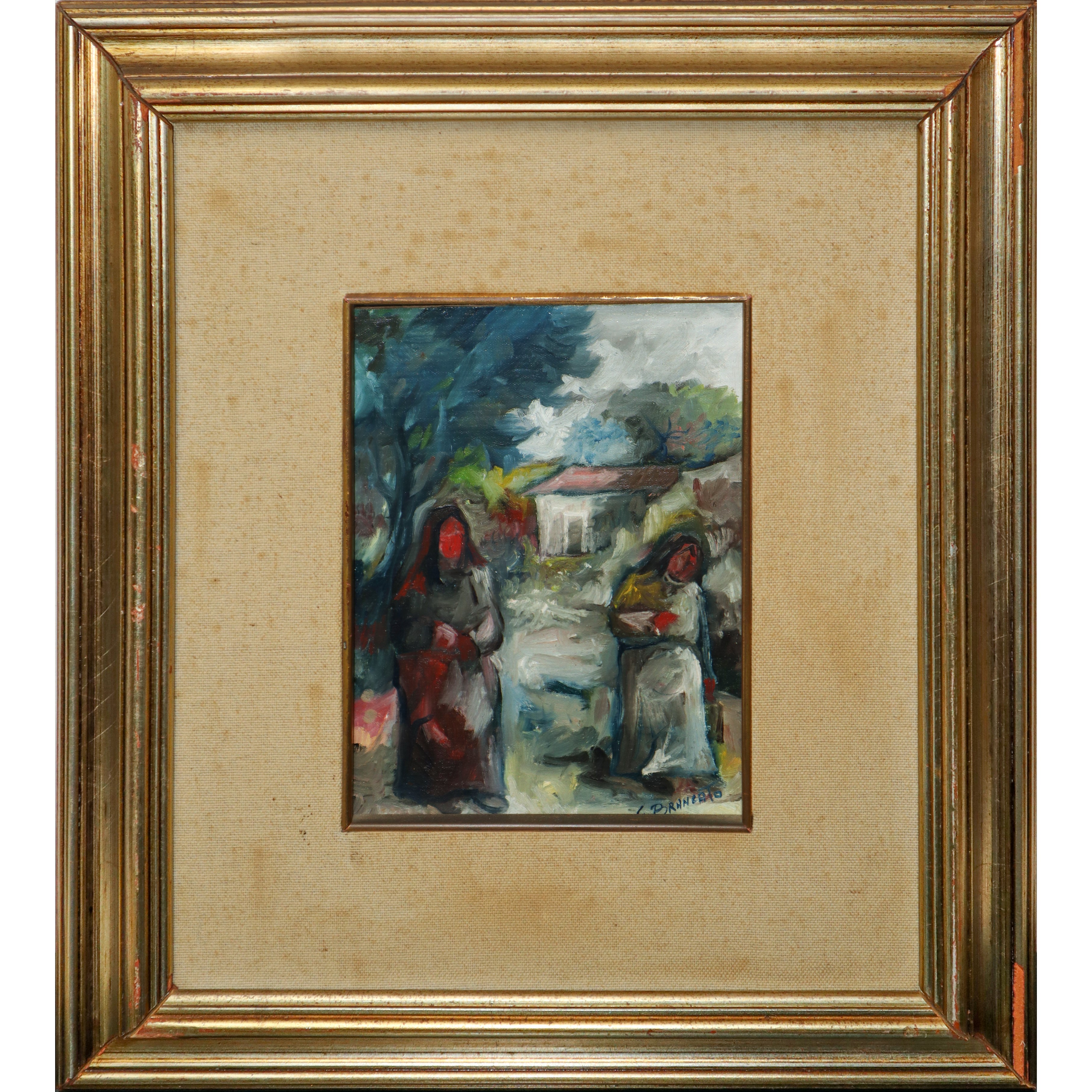 Contadine in strada di campagna