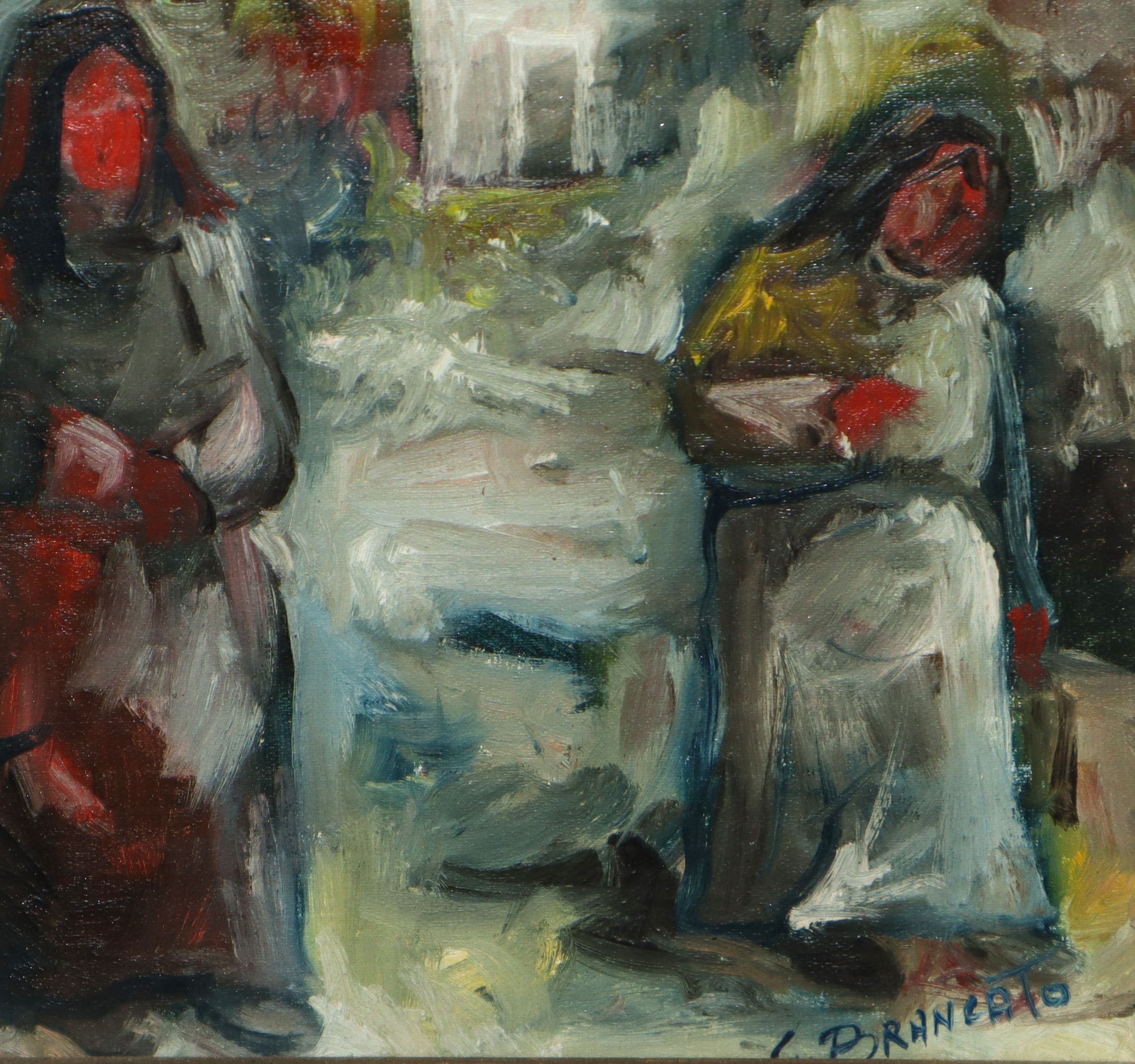 Contadine in strada di campagna