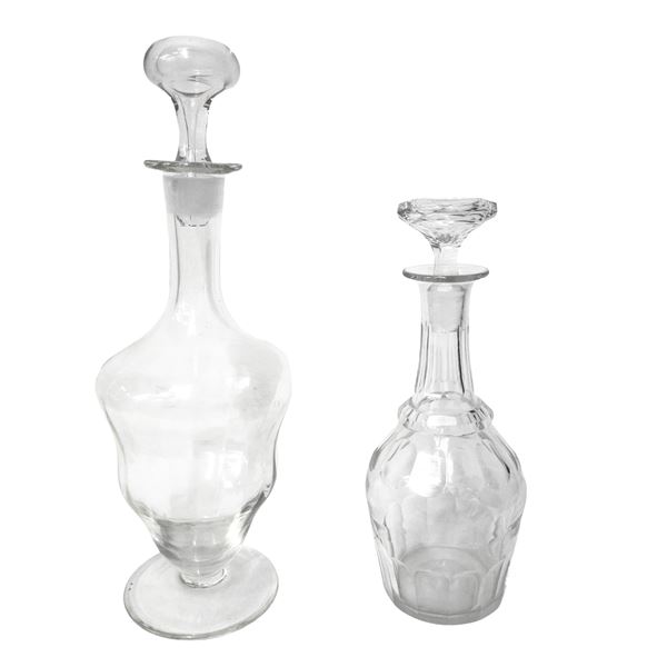 Pairs of ground glass decanter bottles