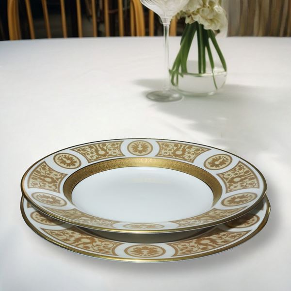 RWK Limoges France - Dinnerware and coffee service with gold decorations