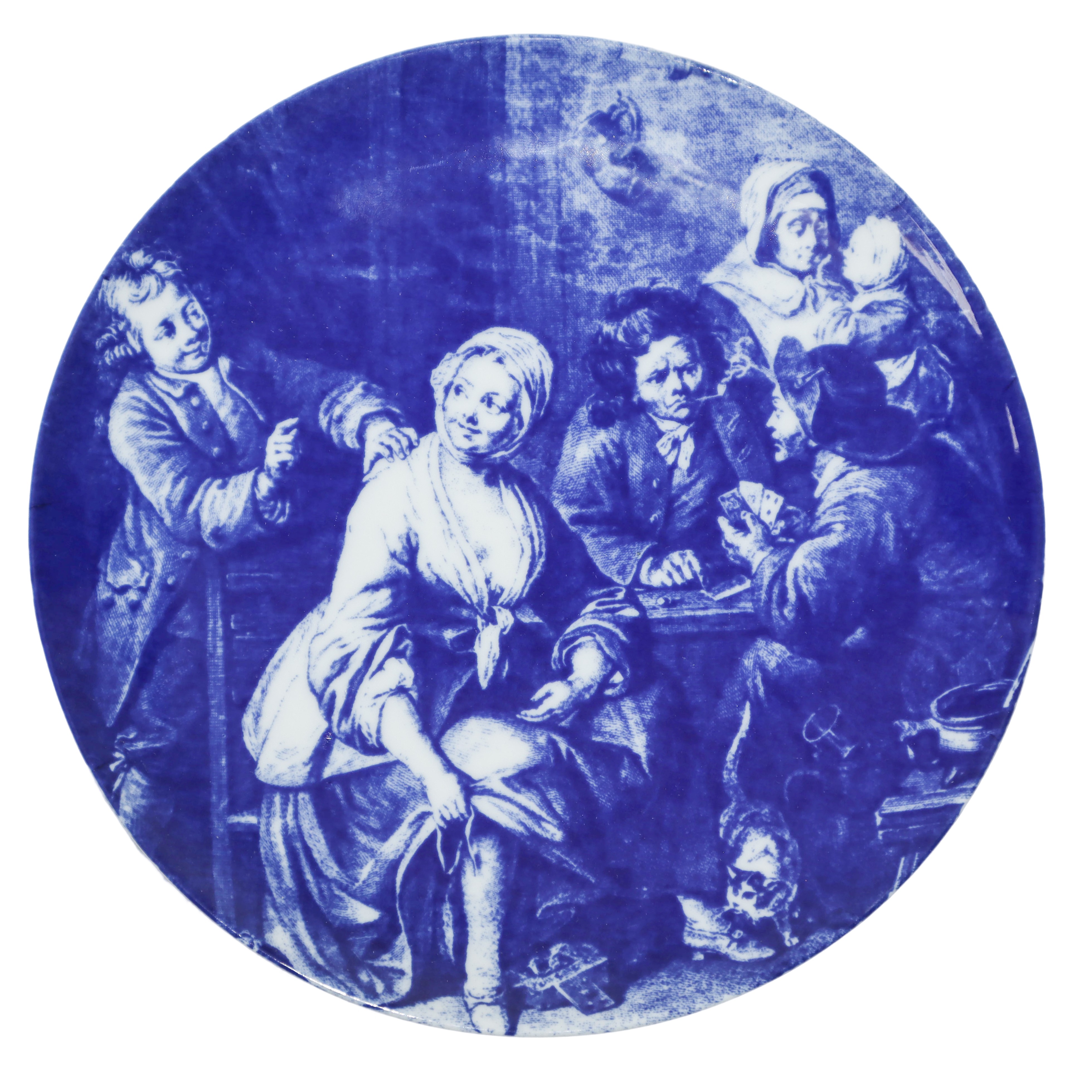 Bavaria Echt Cobalt - 8 Piatti da Parete con Scene di Genere nei Toni del Blu