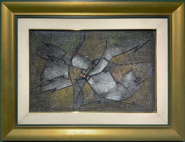 Oil painting on paper mounted on canvas raff. abstract composition "Summer Landscape". Salvatore Provino (Bagheria, 1943). Cm 40x60. Signed on the lower left. Pictures of the general picture of 0058/2001 works. Warranty certificate and authenticity Meeting Art. Certificate of authenticity of photos with the artist's signature.