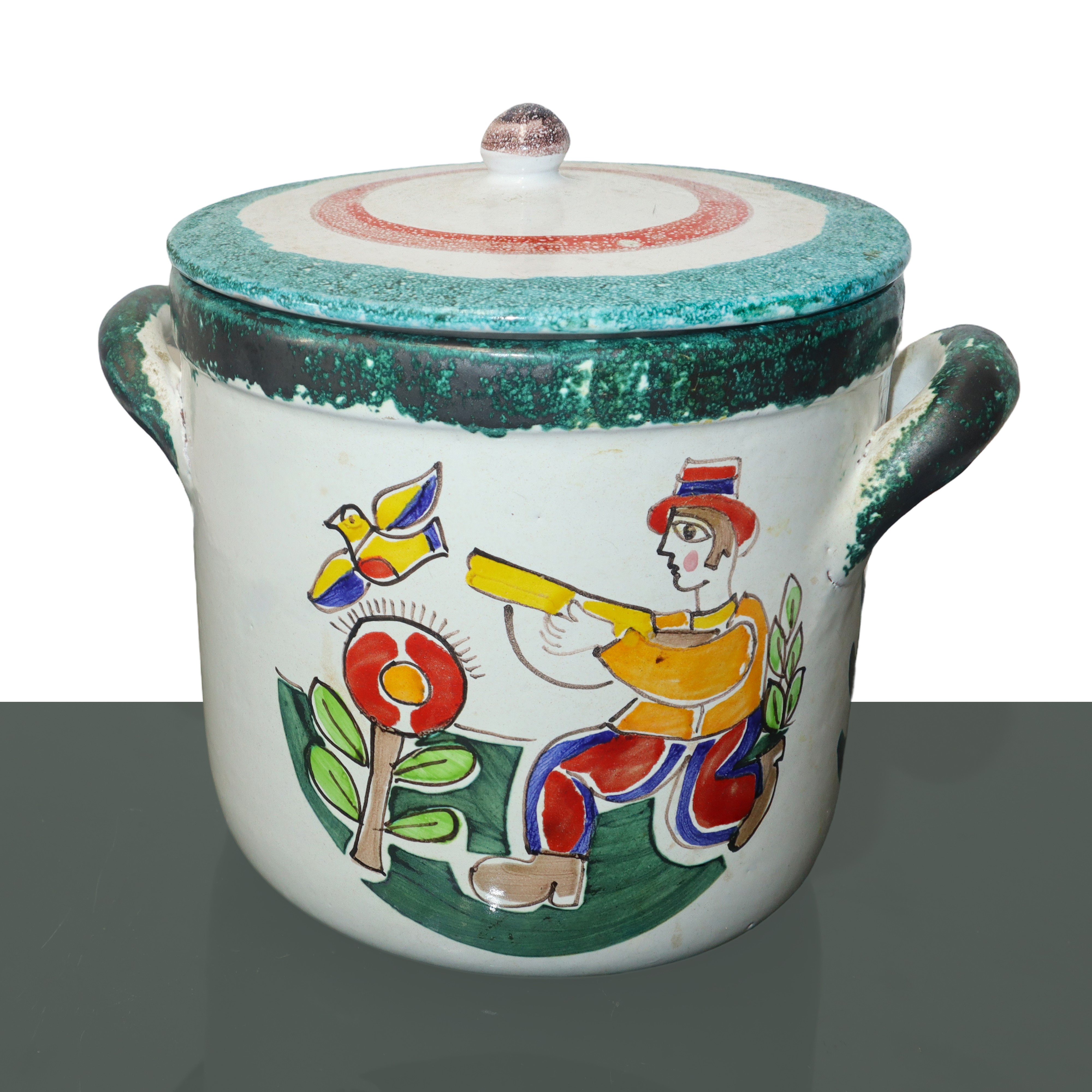 De Simone - Grande Barattolo con Coperchio in Ceramica con Disegno e Ricetta sul Retro