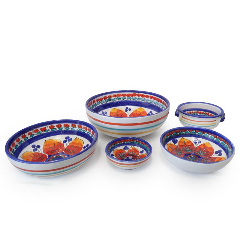 Sette ciotole di dimensioni crescenti con decori floreali