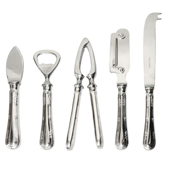 Set of five 800 silver table accessories