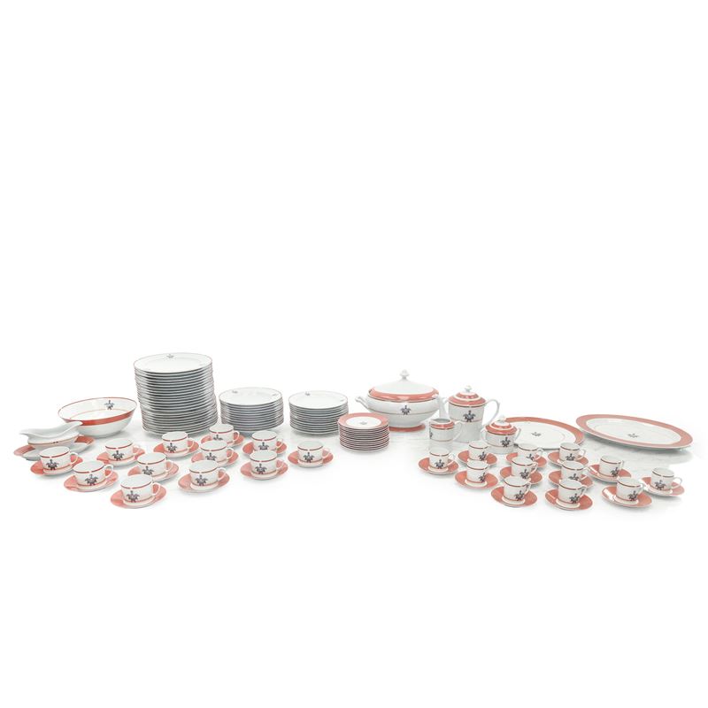 Cartier - Completissimo Servizio in Porcellana di Limoges Bianca e Corallo la Maison Venitienne, ...