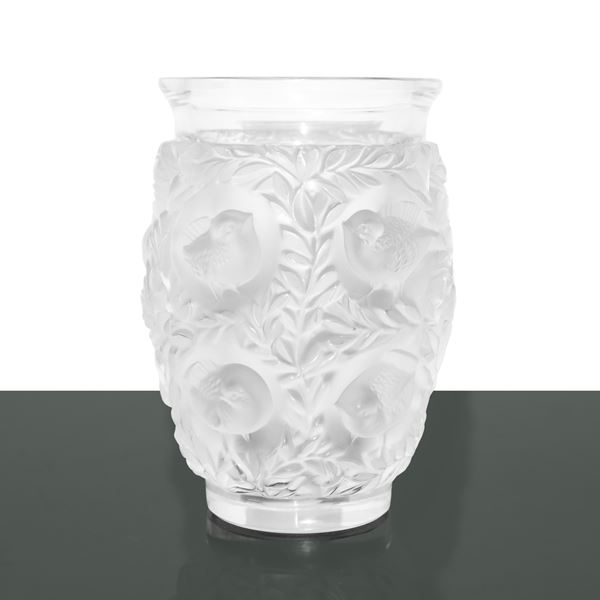 Lalique France - Bagatelle ,vaso con decori in rilievo di passeri