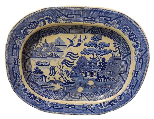Plate depicting a landscape in blue tones