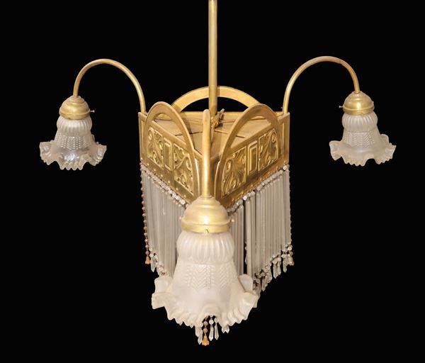 5-light chandelier with glass canules