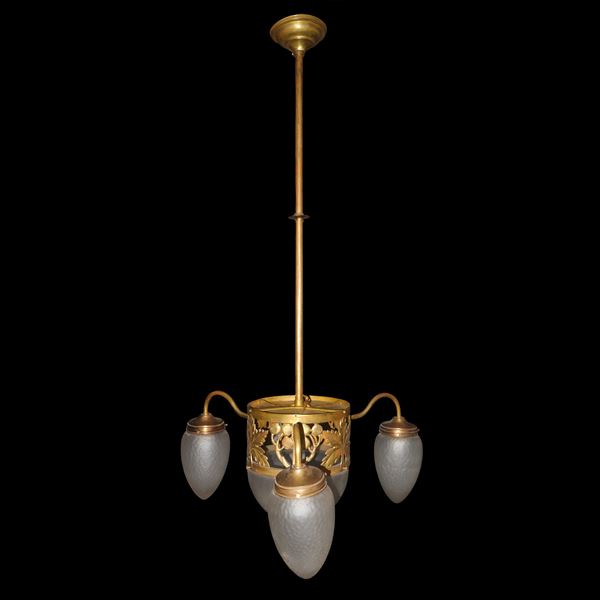 4-light chandelier with pine cone glass