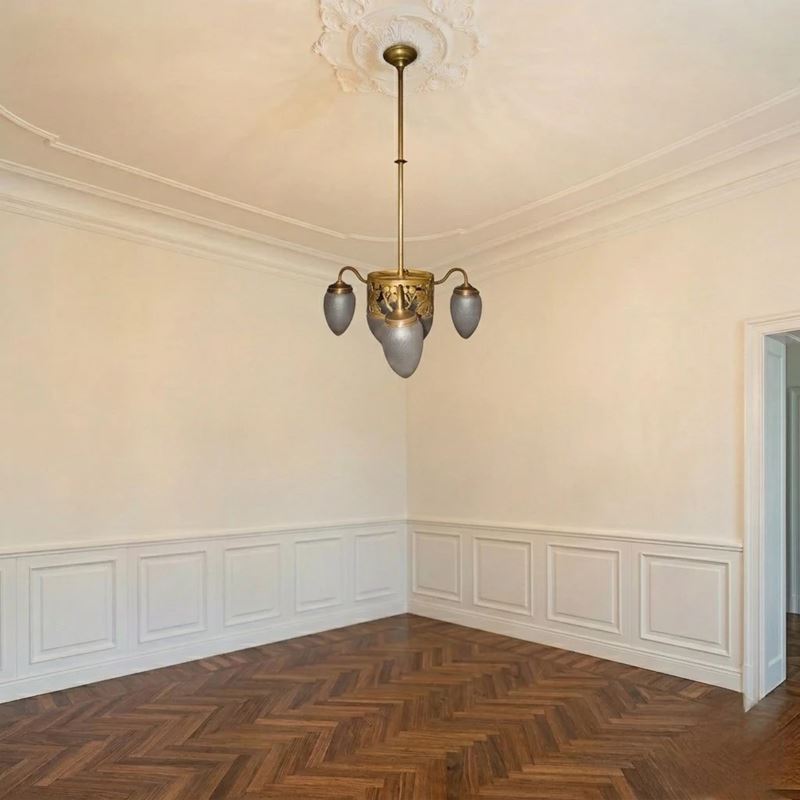 Lampadario 4 luci vetri a pigna