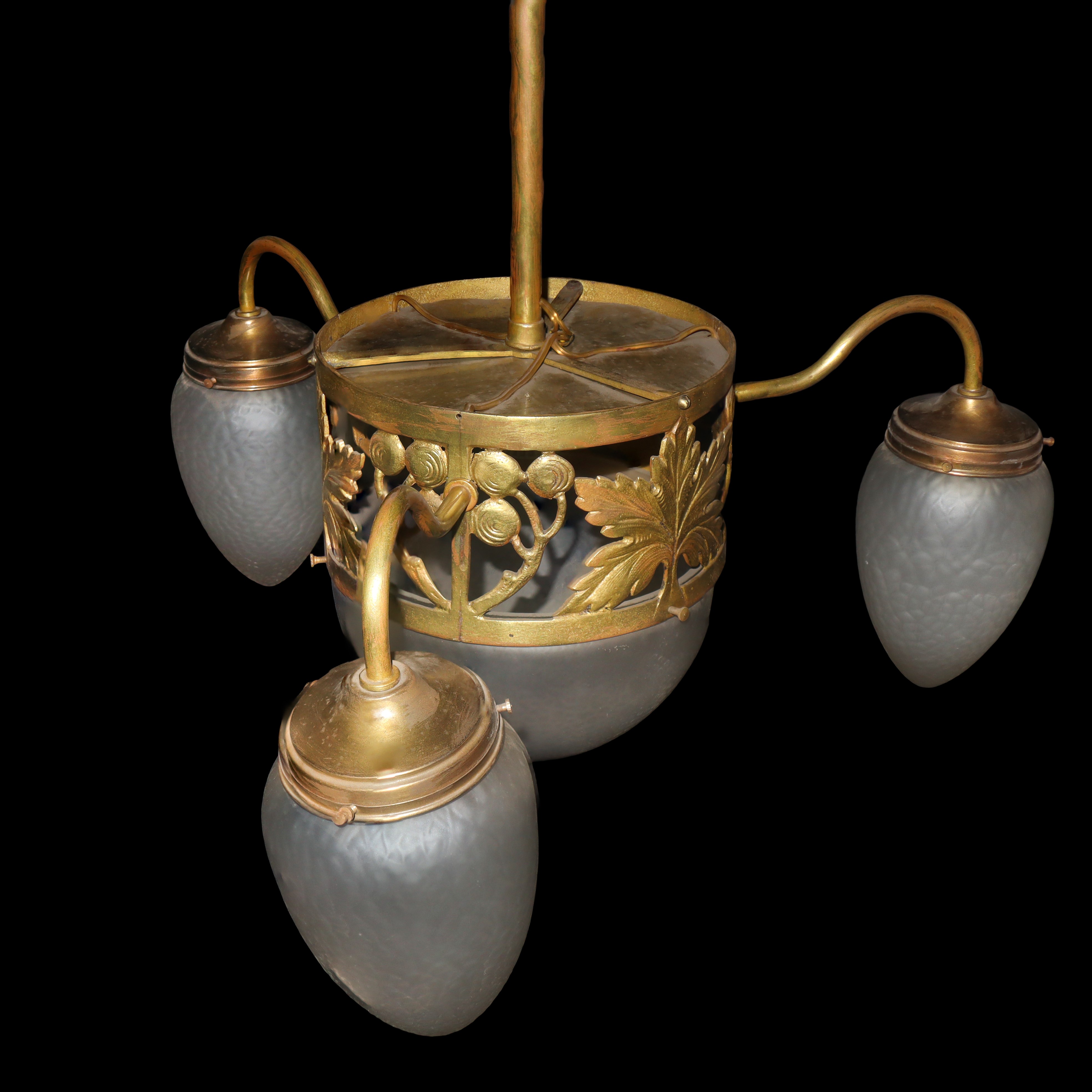 Lampadario 4 luci vetri a pigna