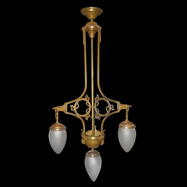 4-light chandelier with pine cone glass