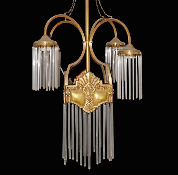 5-light chandelier with glass canules