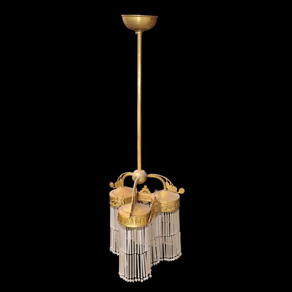 3-light chandelier with glass cannulas