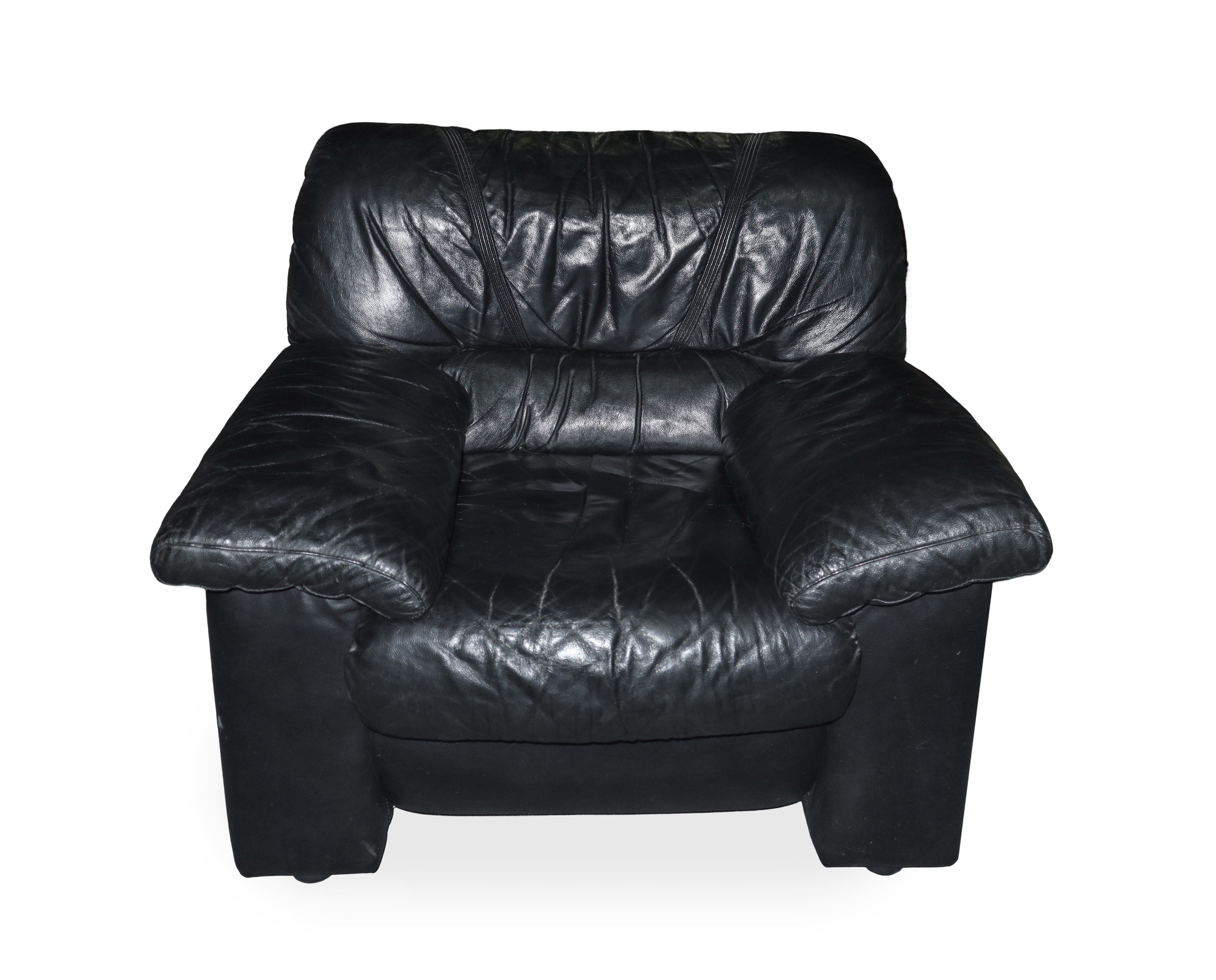 Coppia di Poltrone in Pelle Nera