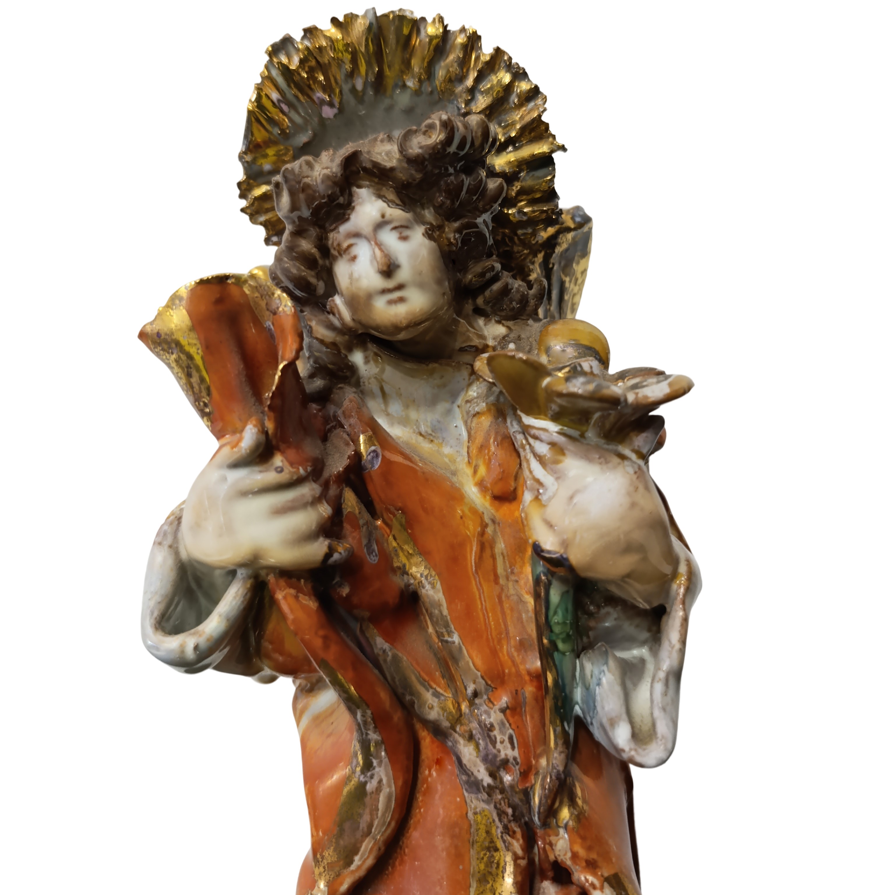 Figurina di angelo in ceramica a lustro