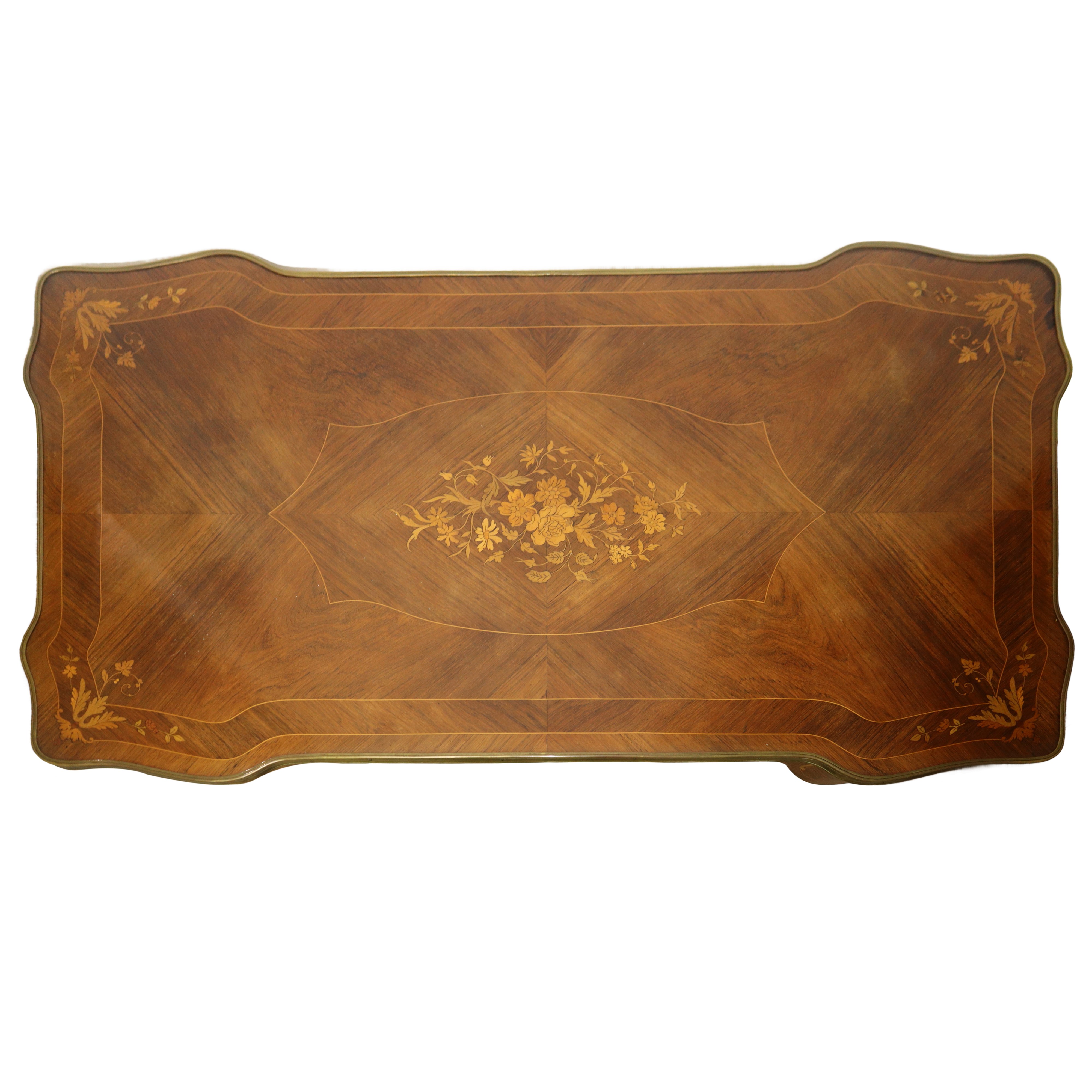 Scrittoio Napoleone III con cassetto centrale e bronzi ai lati con piano bordato in ottone dorato...