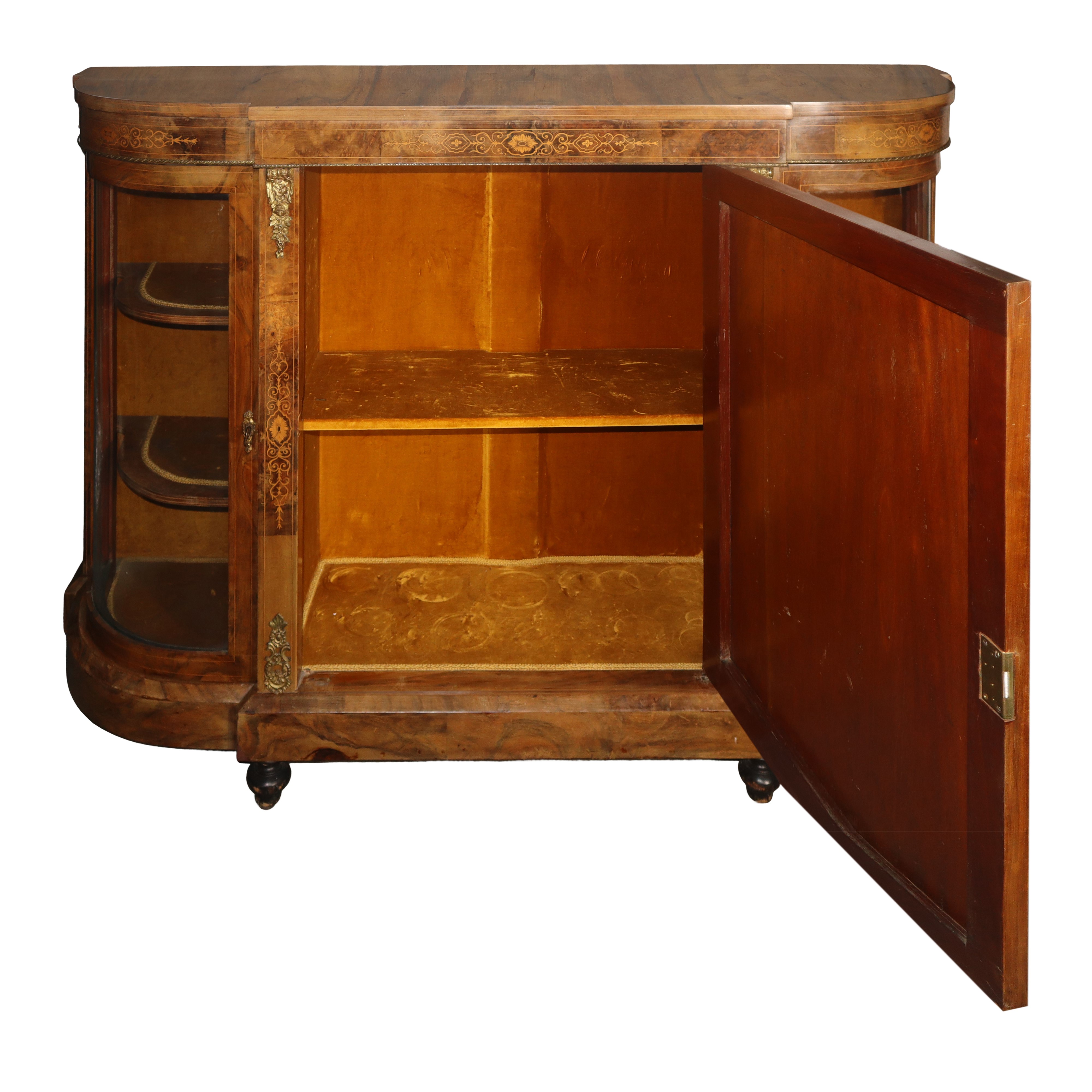 Credenza-etagere in radica di noce, XIX secolo