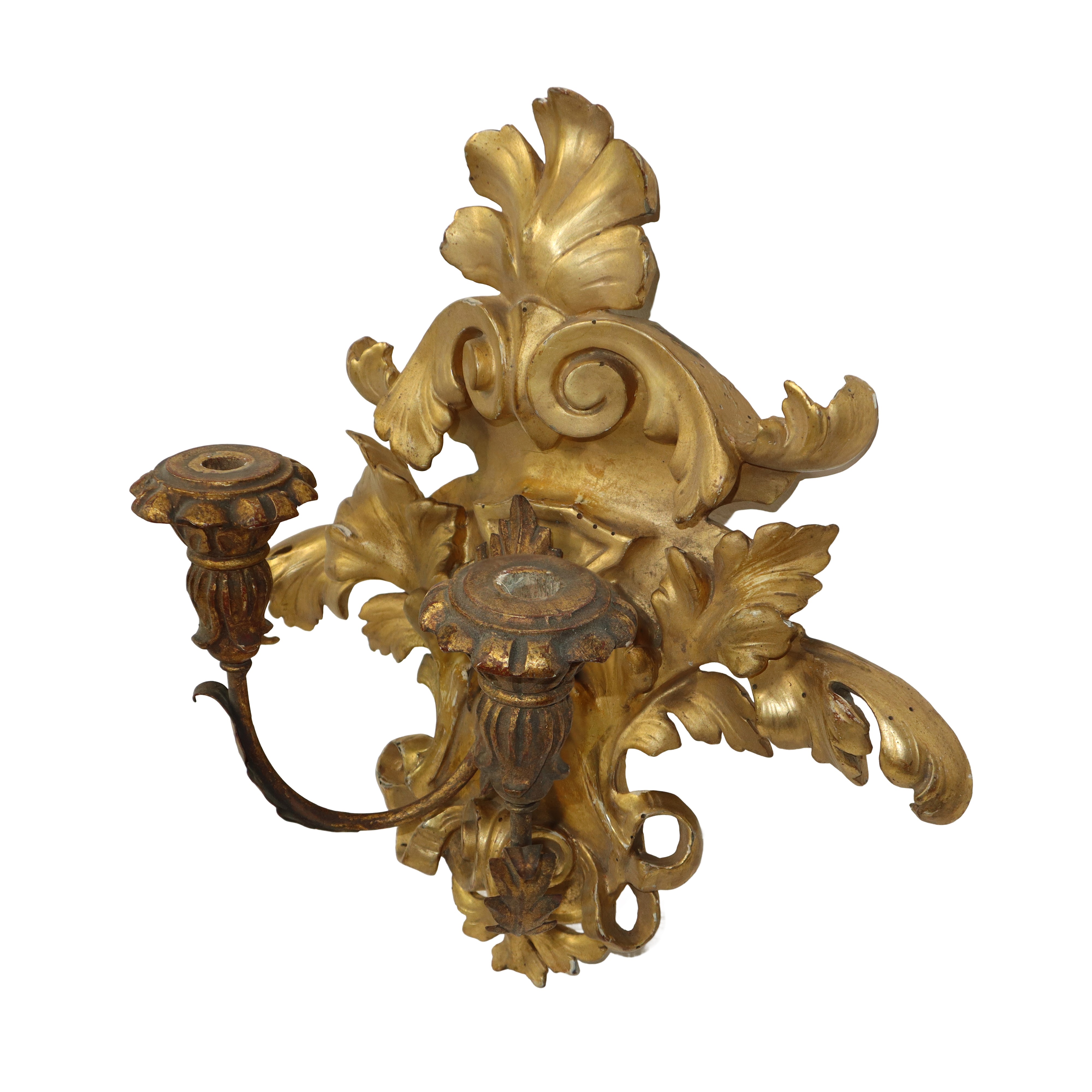 Applique a due luci in legno dorato