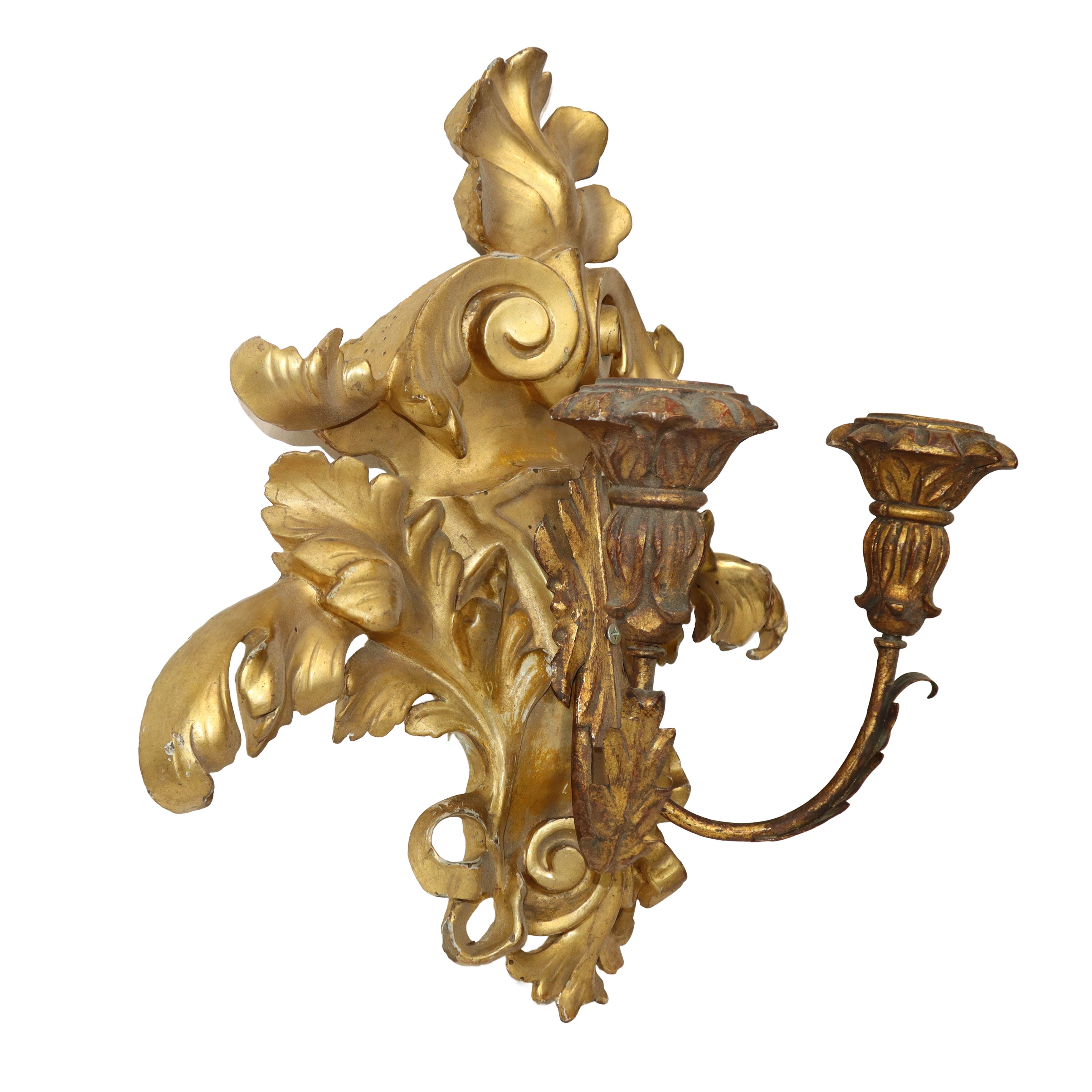 Applique a due luci in legno dorato