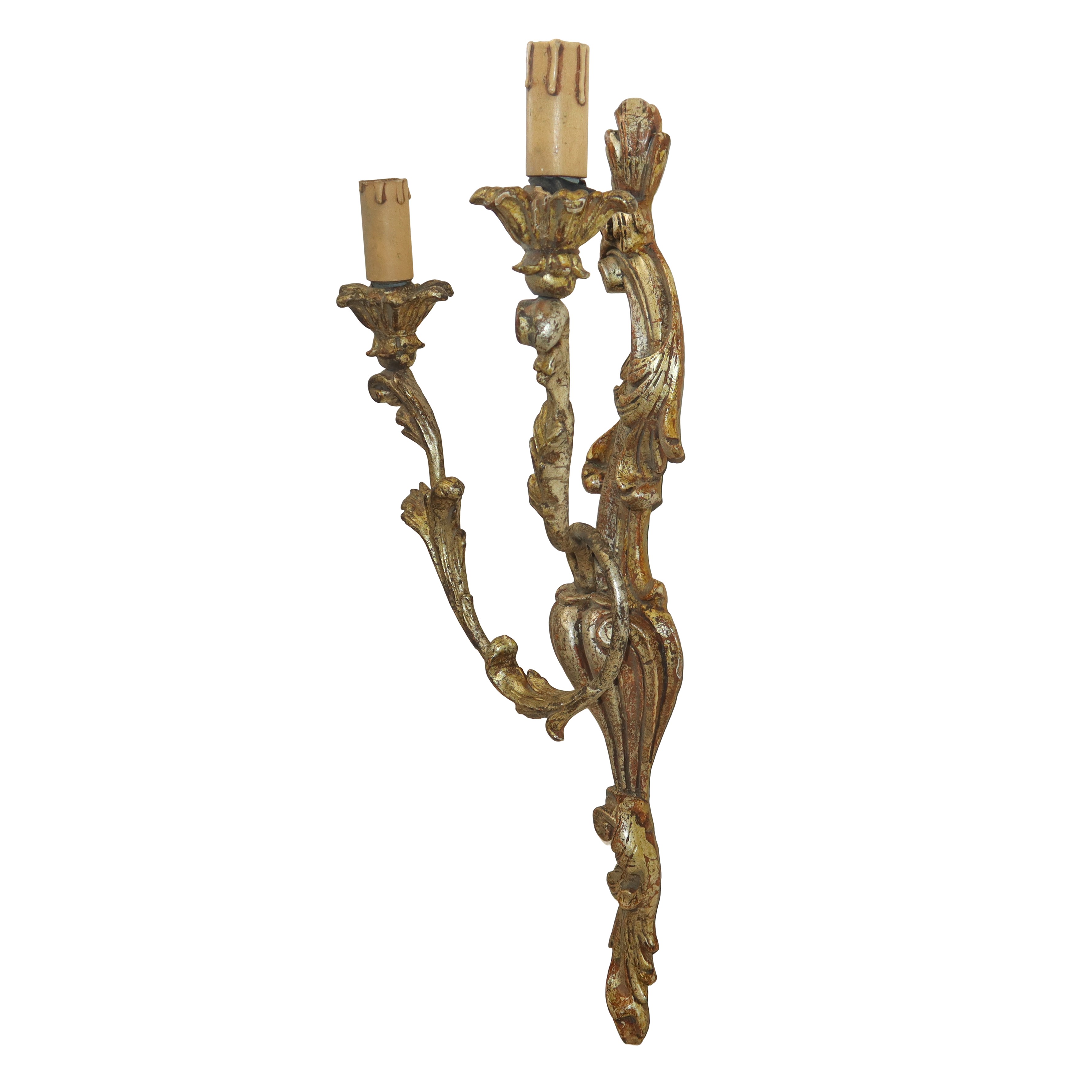 Applique a due luci in legno dorato