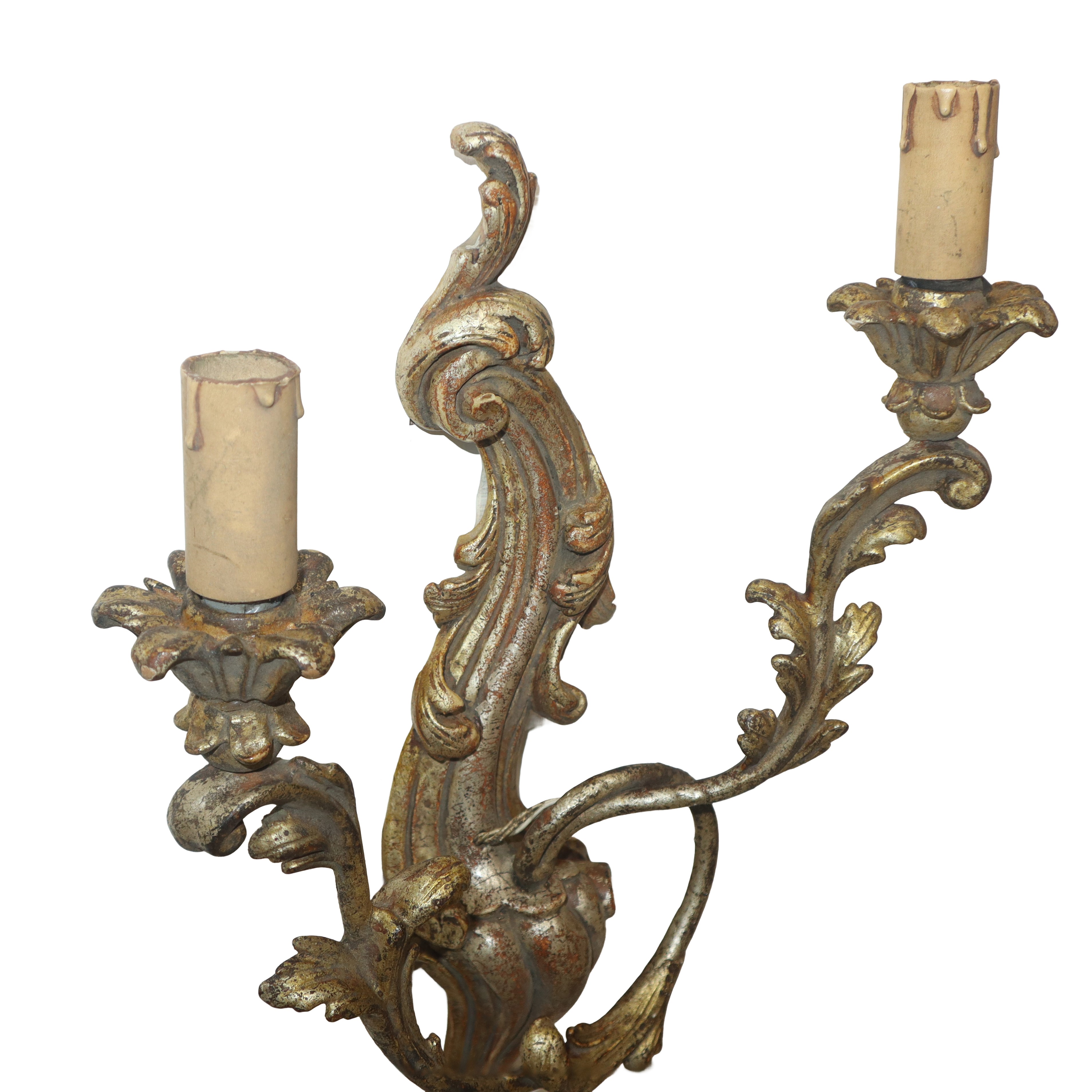 Applique a due luci in legno dorato