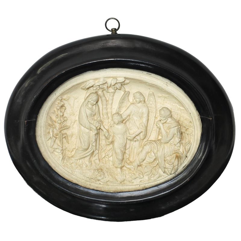 Bassorilievo ovale , scena religiosa