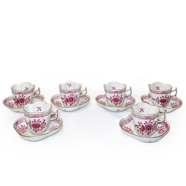 Herend  Hungary - Six Herend porcelain coffee cups, Waldstein model