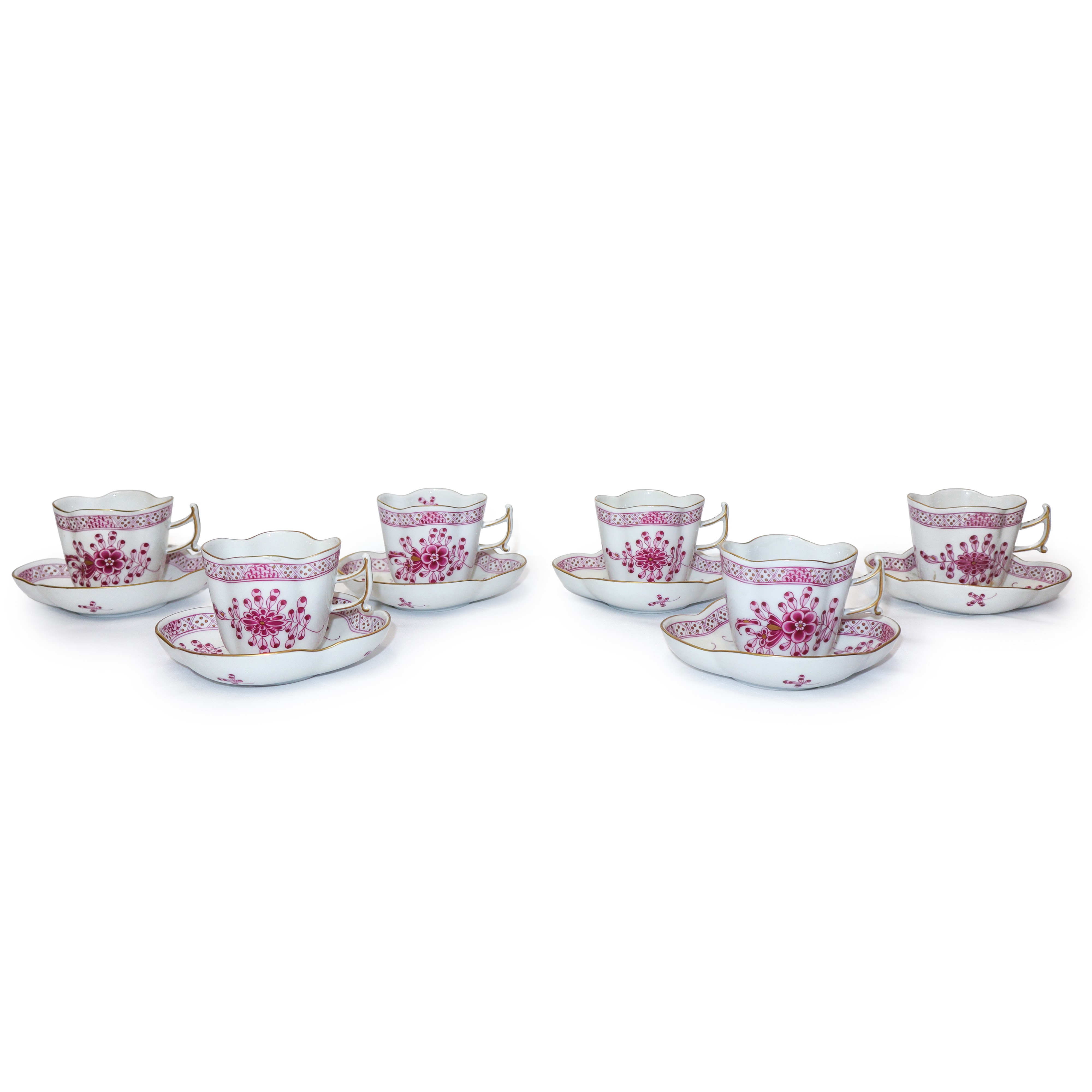 Sei tazze da caffè in porcellana Herend modello Waldstein