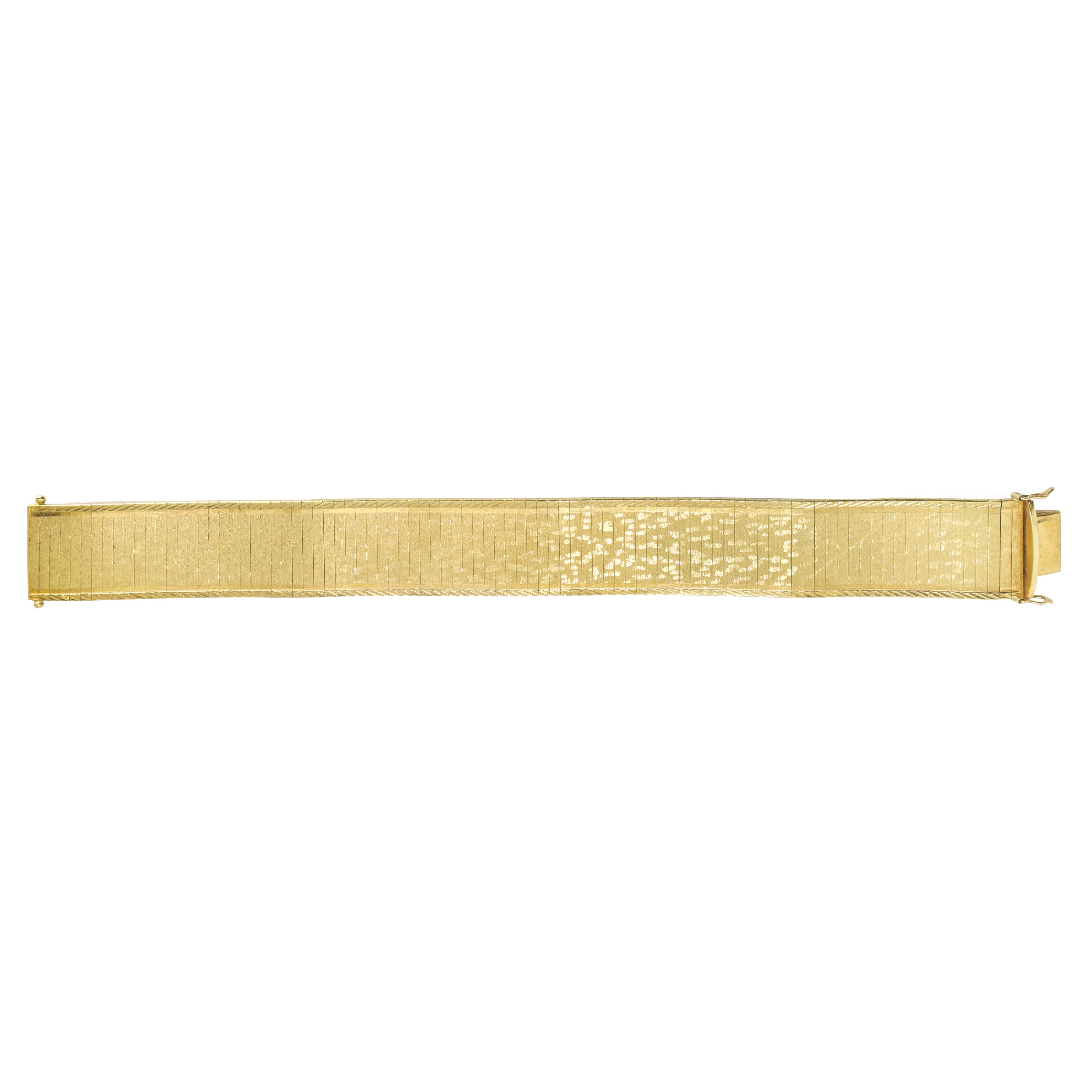 Bracciale in Oro Giallo 750 a Nastro con Decorazione con Chiusura di Sicurezza