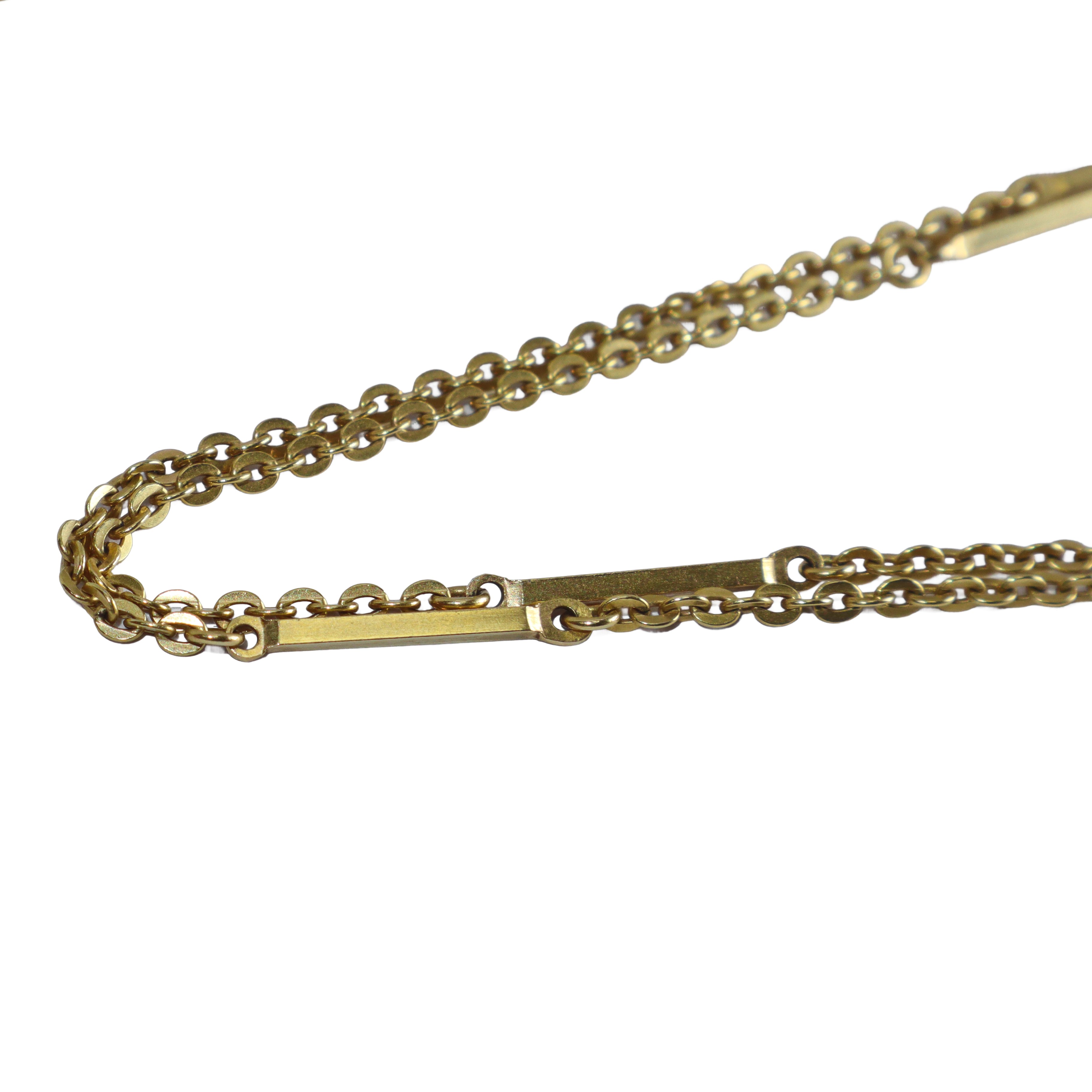 Collana in oro giallo con alternanza di motivo a catena e barrette rettangolari
