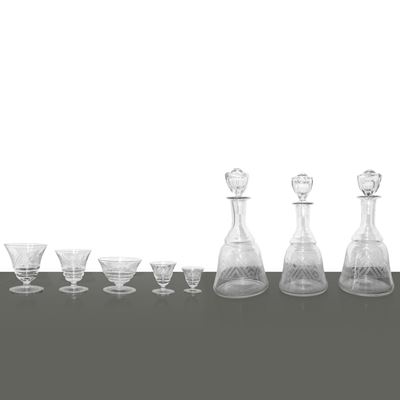 Servizio di bicchieri con disegno geometrico, per sei persone