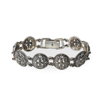 Bracciale in Argento 925 con Piccoli Medaglioni con Marcassiti