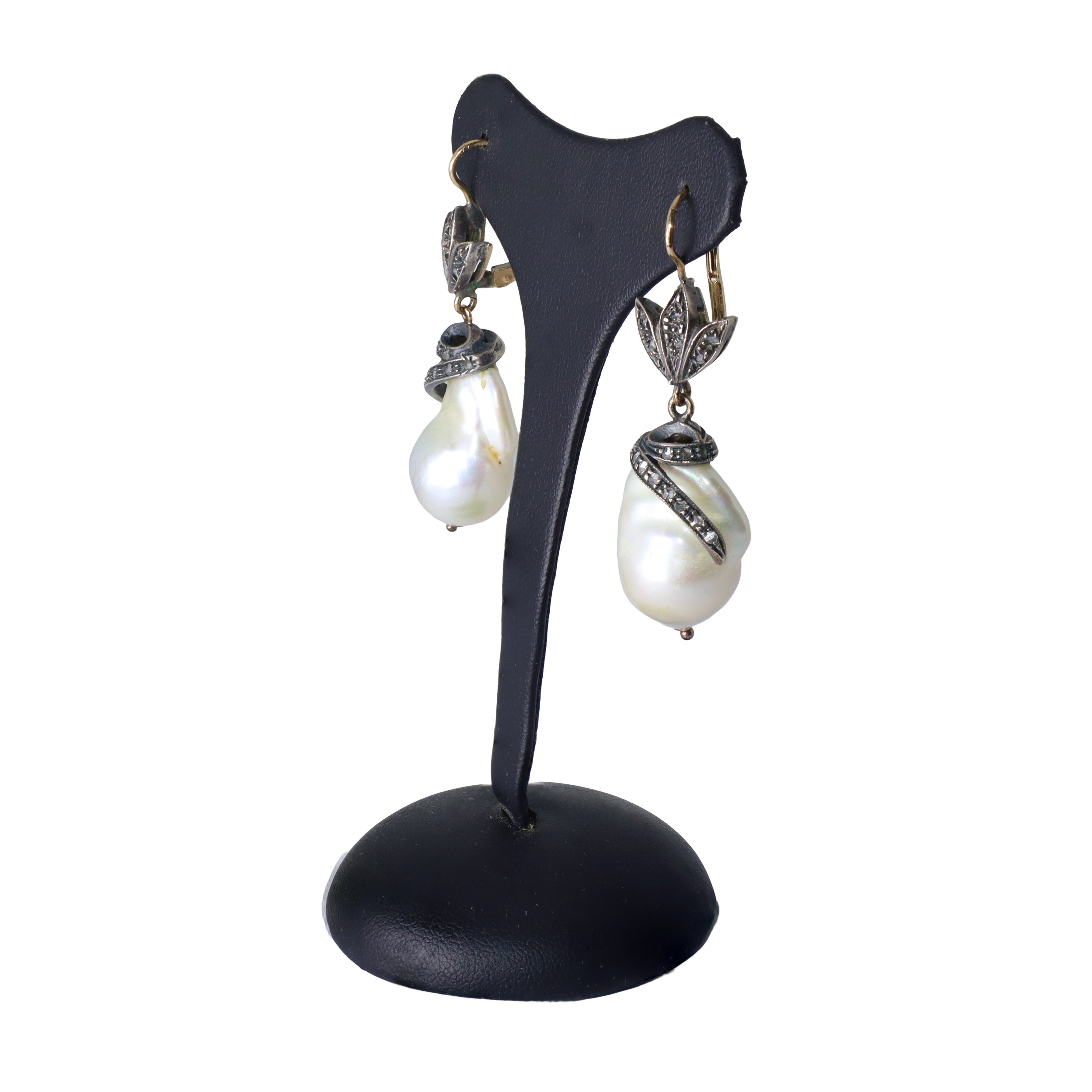 Orecchini in Argento e Oro 9 Kt con Perla Scaramazza e Marcassiti
