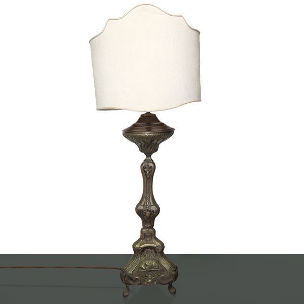 Lamp with silver metal base